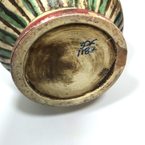 Antique Japanese Pottery Vase Hand Painted Floral Handles Vintage - Picture 12 of 12